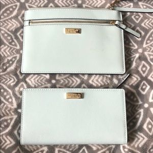 Kate Spade light blue wallet and wristlet